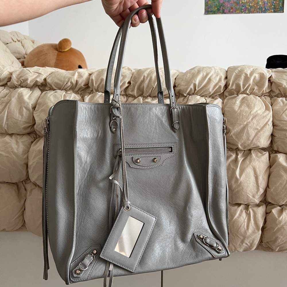 Balenciaga Gray Leather Tote Bag